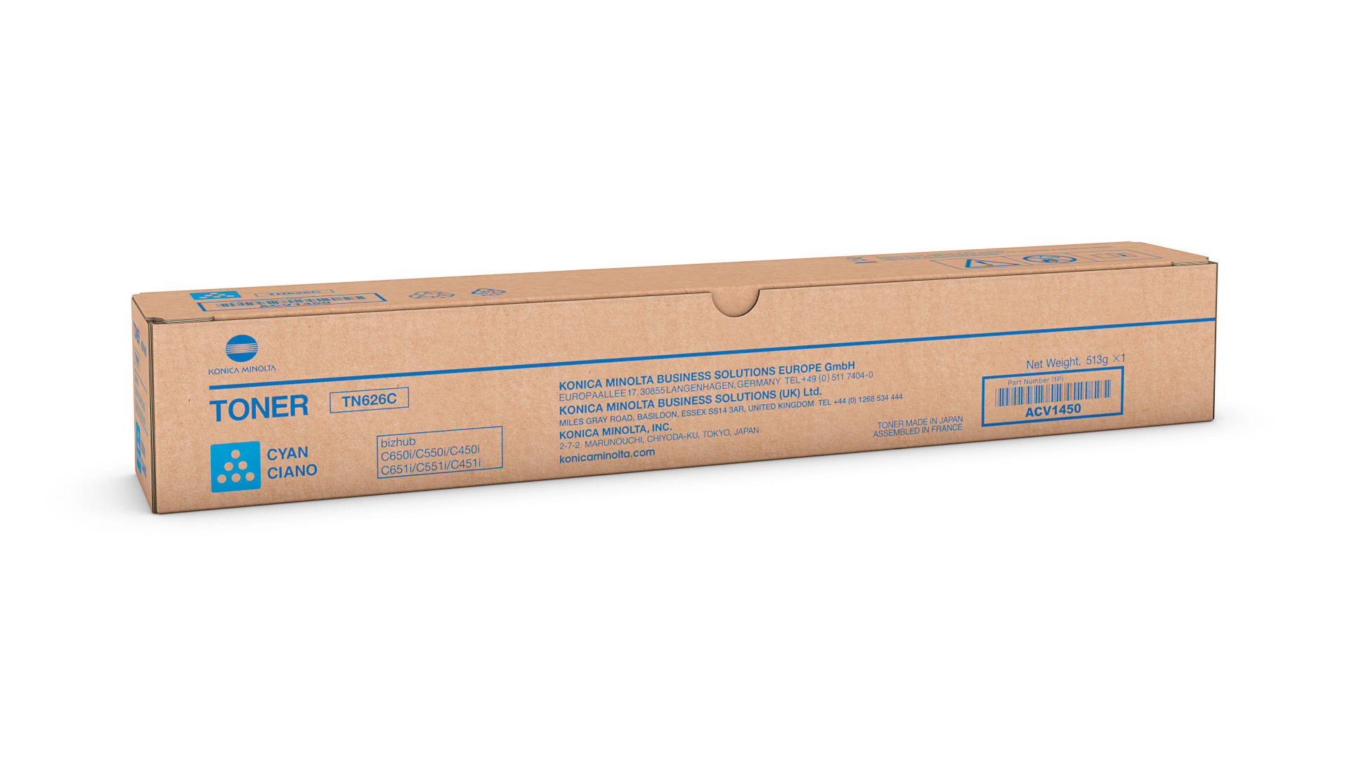 Toner cyan pour bizhub C450i/C451i/C550i/C551i/C650i/C651i- TN626C